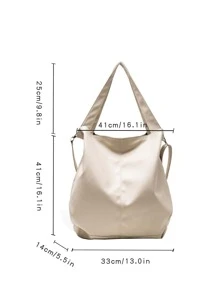 Túi Xách tay Nữ màu trơn Có thể điều chỉnh được Đôi tay cầm Đúng mốt - Màu be - Xem 4