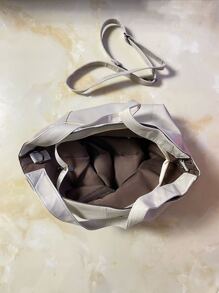 Túi Xách tay Nữ màu trơn Có thể điều chỉnh được Đôi tay cầm Đúng mốt - Màu be - Xem 5