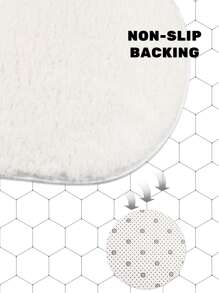1pc Solid Fuzzy Bath Rug - White - View 5