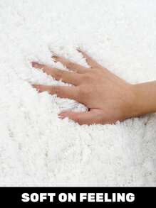1pc Solid Fuzzy Bath Rug - White - View 6