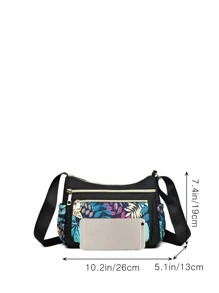 Bolso hobo con patrón de hoja cremallera - Multicolor - Ver 3