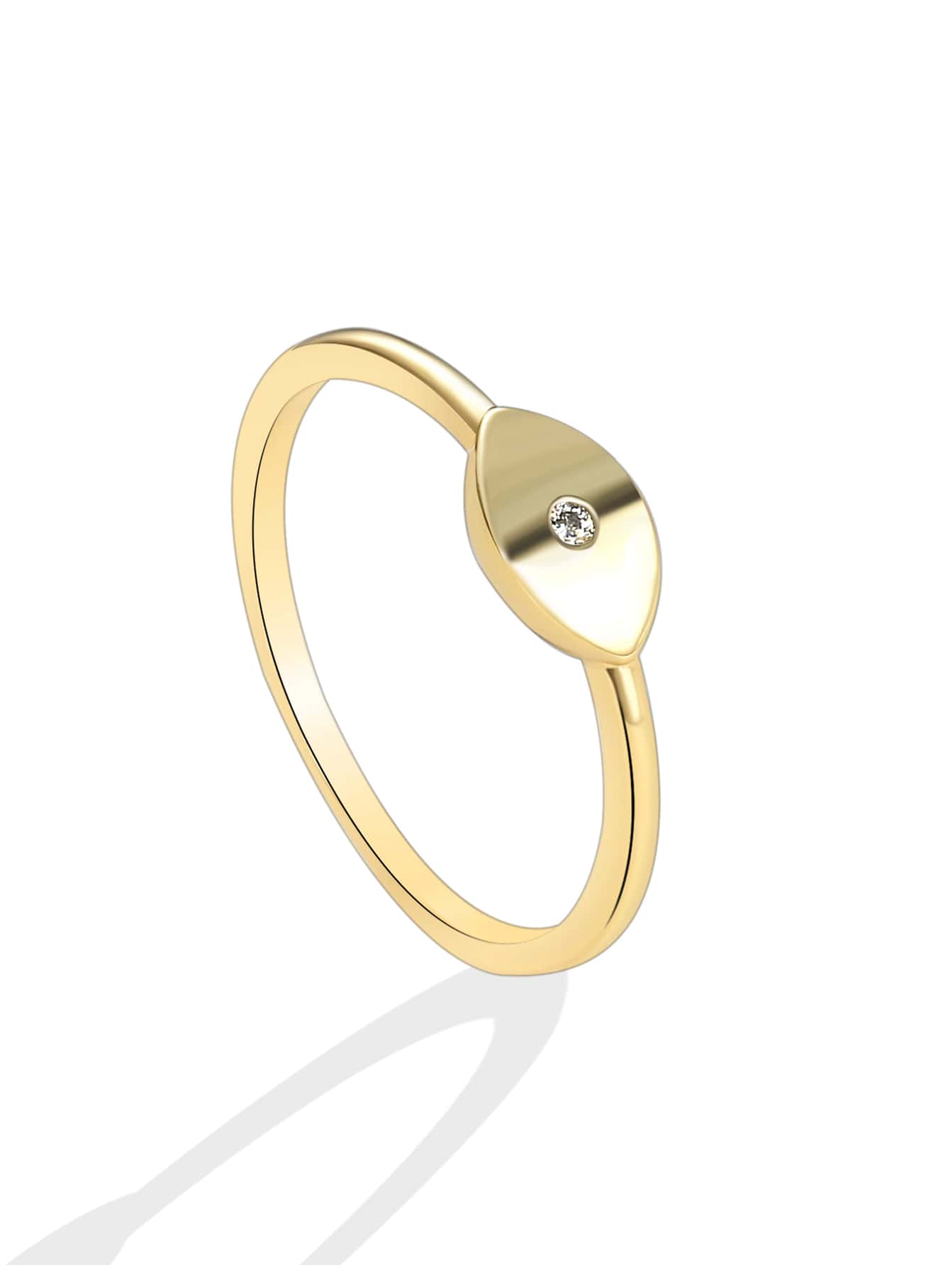 Charm-In Cubic Zirconia Decor Ring - Yellow Gold - View 1