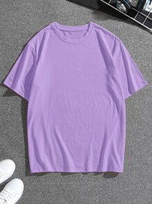 Manfinity Hypemode 男士波浪和字母圖案T恤 - 紫色 - 查看 2