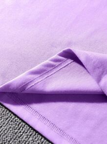 Manfinity Hypemode 男士波浪和字母圖案T恤 - 紫色 - 查看 3