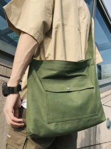 Hombres Bolso bandolera con diseño de parche - Verde - Ver 1