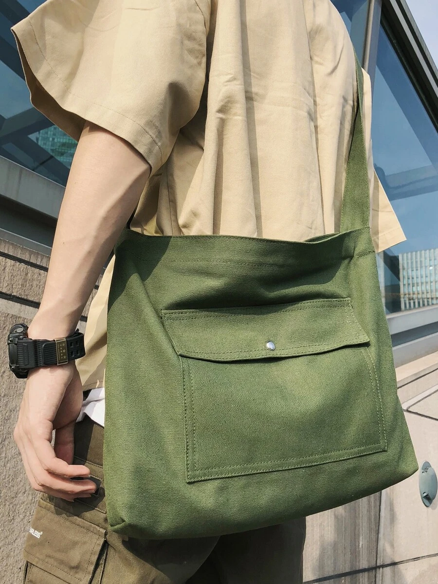 Hombres Bolso bandolera con diseño de parche - Verde - Ver 1