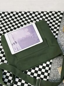 Hombres Bolso bandolera con diseño de parche - Verde - Ver 3