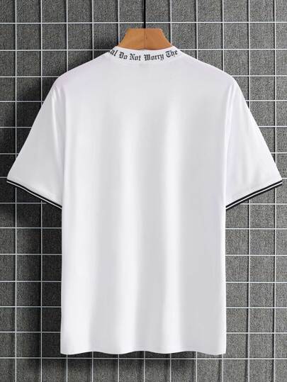 Guys Slogan Graphic Mock Neck Tee