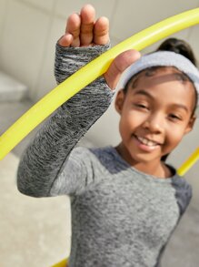 SHEIN 女孩雜色針織拇指孔短款T恤 - 灰色 - 查看 6