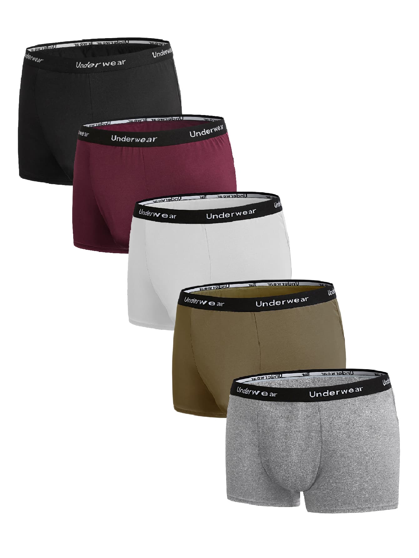 SHEIN Extended Sizes Men 5pcs Letter Tape Waist Boxer Brief - Multicolor - View 1