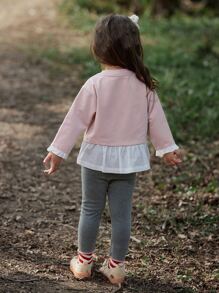 Niñitas Camiseta de hombros caídos con letra & con estampado de conejo & Leggings - Multicolor - Ver 2