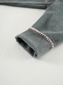 Niñitas Camiseta de hombros caídos con letra & con estampado de conejo & Leggings - Multicolor - Ver 3