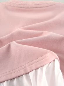 Niñitas Camiseta de hombros caídos con letra & con estampado de conejo & Leggings - Multicolor - Ver 6