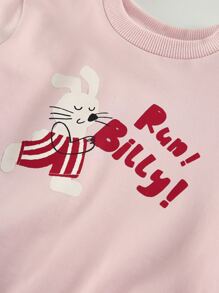 Niñitas Camiseta de hombros caídos con letra & con estampado de conejo & Leggings - Multicolor - Ver 11