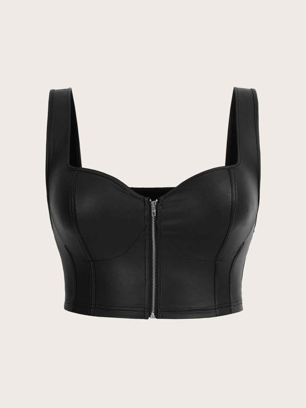 SHEIN ICON Plus cu fermoar cu fermoar din piele PU, vară