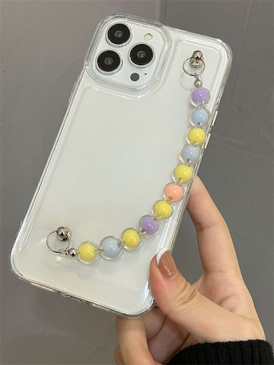 Funda de celular transparente con tira de mano con cuenta - Multicolor - Ver 1