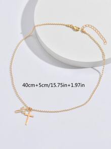 1pc Cross Pendant Necklace Copper Jewelry - Yellow Gold - View 5