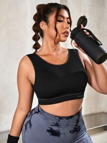 Plus Letter Graphic Crop Tank Top - Black - View 5