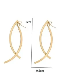 幾何裝飾耳夾 - 金黃色 - 查看 4