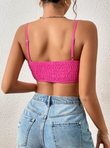 Chiquease 撞色前蝴蝶結吊帶短上衣 - 玫紅色 - 查看 2