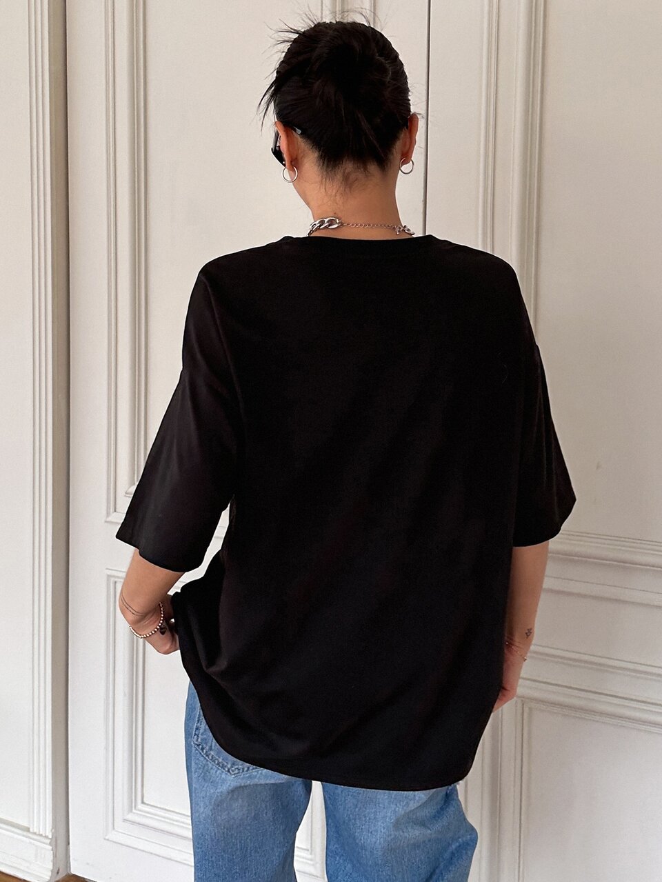 Slogan Graphic Drop Shoulder Tee