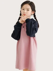 女孩1入組兔子印花插肩袖連帽連衣裙 - 彩色 - 查看 4