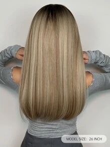 HAIRCUBE 28 英寸棕色金色假髮帶劉海長直發女式天然頭髮假髮日常使用