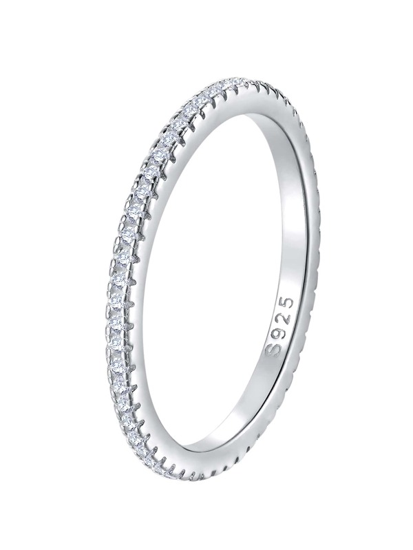 ELSEDES خاتم زواج نسائي فضي مطعم بالراينستون مجوهرات فاخرة لحفلات الزفاف والخطوبة