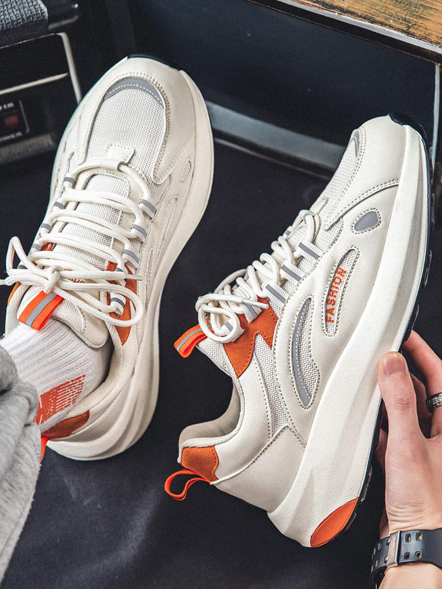 Men Letter Graphic Lace-up Front Running Shoes - Multicolor - View 1