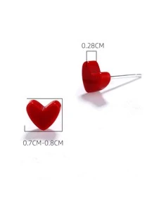 Bông tai bạc trái tim - Nhiều màu - Xem 3