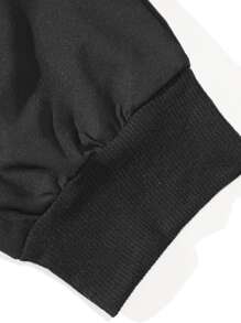 Manfinity Homme Men Letter Graphic Polo Shirt & Drawstring Waist Joggers - Black - View 5