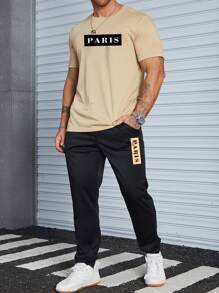 Manfinity Homme Men Letter Graphic Tee & Joggers - Multicolor - View 3
