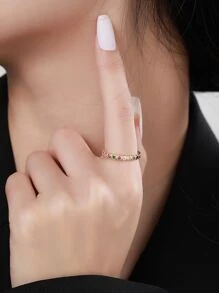 水鑽裝飾銀婚戒 - 彩色 - 查看 7