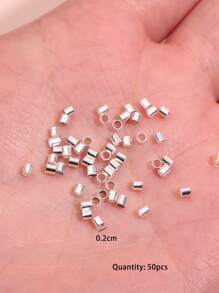 50pcs Minimalist Crimp Bead - Silver - View 3
