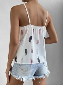 SHEIN LUNE Áo hai dây Tương phản ren Đồ họa Giải trí - trắng - Xem 2