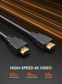 JMMO 4K High Speed HDMI-Compatible Cable 6.6FT/2M,4K@60Hz 18Gbps HDMI-Compatible Cord,24K Gold-Plated Connectors Compatible With Laptop,Projector & More - Hitam - View 7