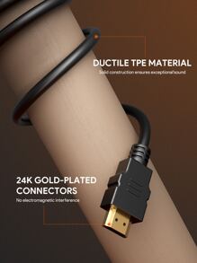 JMMO 4K High Speed HDMI-Compatible Cable 6.6FT/2M,4K@60Hz 18Gbps HDMI-Compatible Cord,24K Gold-Plated Connectors Compatible With Laptop,Projector & More - Hitam - View 8
