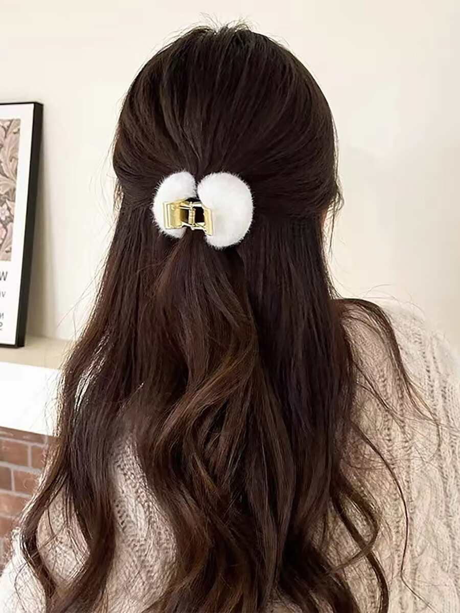 絨球裝飾髮爪 - 彩色 - 查看 1