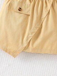 Toddler Girls Button Front Vest Jacket & Flap Detail Skirt - Khaki - View 3