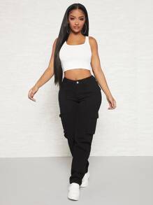 SHEIN SXY Jeans cargo con bolsillo lateral con solapa