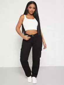 SHEIN SXY Jeans cargo con bolsillo lateral con solapa