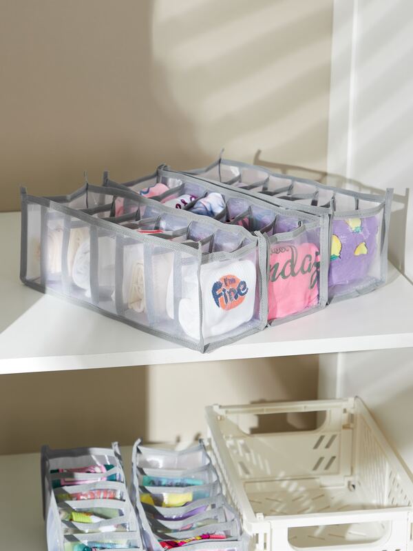 SHEIN Basic living 3 件套抽屉式收纳盒，带透气网眼，适用于袜子内衣装饰秋季装饰节日装饰房间装饰家居装饰秋季装饰卧室装饰圣诞节节日礼物