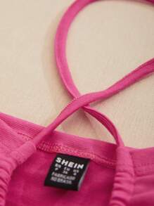 SHE(IN) BRASIL 前打結繞頸短上衣 - 玫紅色 - 查看 4