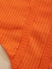 SHE(IN) BRASIL Top de tirantes crop bajo asimétrico - Naranja - Ver 3