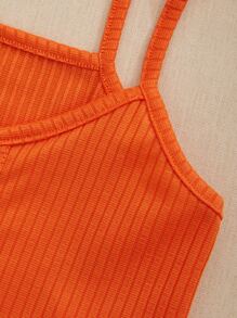 SHE(IN) BRASIL Top de tirantes crop bajo asimétrico - Naranja - Ver 5