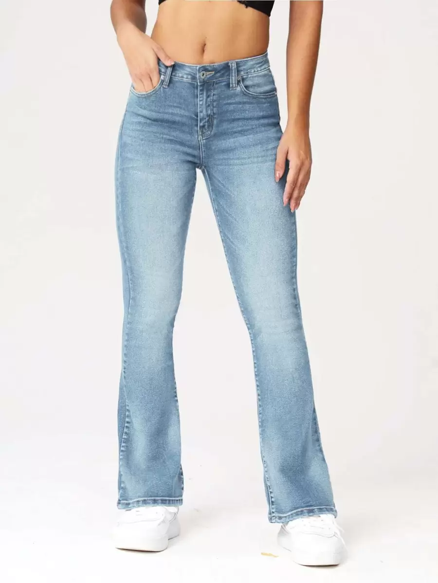 SHEIN Essnce Jeans de pierna amplia - Lavado ligero - Ver 1