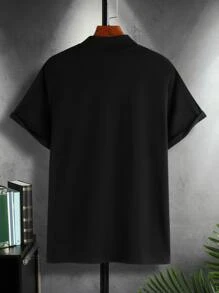 Manfinity Homme Men Floral Print Mock Neck Tee - Black - View 2