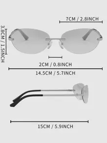 1 Kính mát thời trang viền kim loại không gọng màu bạc gradient dành cho nữ, thích hợp để đeo hàng ngày khi đi nghỉ hè ở bãi biển, ngoài trời, du lịch - Bạc - Xem 6
