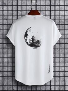 Manfinity Homme Men Moon & Letter Graphic Tee - White - View 1