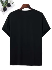 Manfinity Homme Tops Nam Lá thư Giải trí - màu đen - Xem 2